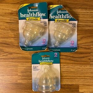 New Vintage 1998 Johnson's Healthflow 2 Stage Disposable Baby Bottle Nipples